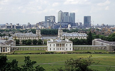 Blick vom Old Royal Observatory: Royal Naval College (Greenwich University) - London