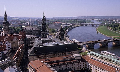 Innere Altstadt: Bick von der Kuppel der Frauenkirche - Elbe, Innere Neustadt - Dresden