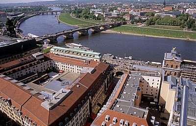 Innere Altstadt: Bick von der Kuppel der Frauenkirche - Elbe, Innere Neustadt - Dresden