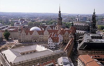 Innere Altstadt: Blick von der Kuppel der Frauenkirche - Residenzschloß - Dresden