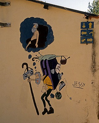 Jakobsweg (Camino Francés): Wandmalerei - Cardeñuela de Ríopico