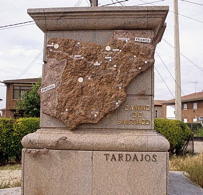 Jakobsweg (Camino Francés): Hinweistafel Camino de Santiago - Tardajos