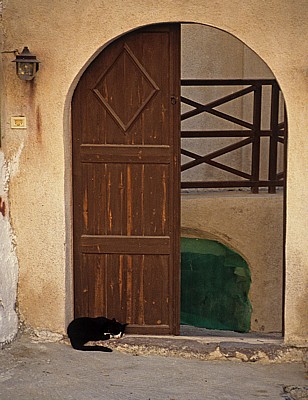 Katze vor Hauseingang - Oia
