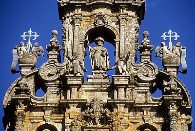 Jakobsweg (Caminho Português): Catedral de Santiago de Compostela (Kathedrale) – Westfassade: Apostel Jakobus - Santiago de Compostela