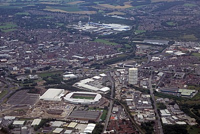 Flug Amsterdam – Liverpool: Blick auf St Helens - St Helens