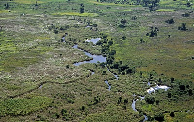 Flug Kwara - Maun: Blick auf das Delta - Okavango-Delta
