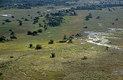 Flug Kwara - Maun: Blick auf das Delta - Okavango-Delta