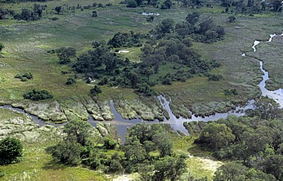 Flug Kwara - Maun: Blick auf das Delta - Okavango-Delta
