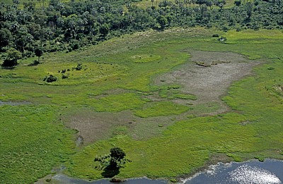 Flug Kwara - Maun: Blick auf das Delta - Okavango-Delta