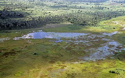 Flug Kwara - Maun: Blick auf das Delta - Okavango-Delta