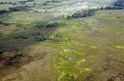 Flug Kwara - Maun: Blick auf das Delta - Okavango-Delta