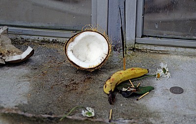 Opfergaben: u.a. Kokosnüsse, Bananen, Blumen, Räucherstäbchen, Geld - Grand Bassin